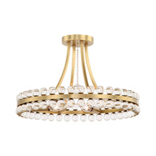 Load image into Gallery viewer, Clover Semi Flush Mount Ceiling Light in Aged Brass.
