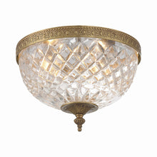 Load image into Gallery viewer, Crystal Flush Mount Ceiling Light in Olde Brass (Large).
