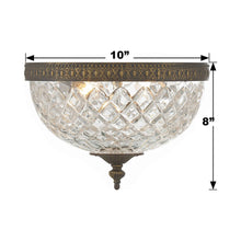 Load image into Gallery viewer, Crystal Flush Mount Ceiling Light - line drawing.
