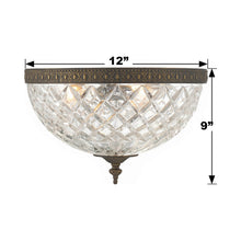 Load image into Gallery viewer, Crystal Flush Mount Ceiling Light - line drawing.
