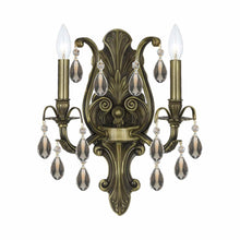 Load image into Gallery viewer, Dawson 2-Light Wall Light in Antique Brass (Golden Teak Hand Cut).
