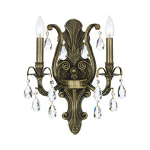 Load image into Gallery viewer, Dawson 2-Light Wall Light in Antique Brass (Hand Cut Crystal).
