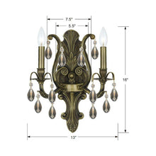 Load image into Gallery viewer, Dawson 2-Light Wall Light - line drawing.
