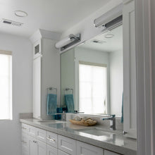 Load image into Gallery viewer, Foster Bath Vanity Light in bathroom.
