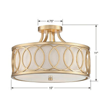 Load image into Gallery viewer, Graham Semi Flush Mount Ceiling Light - line drawing.
