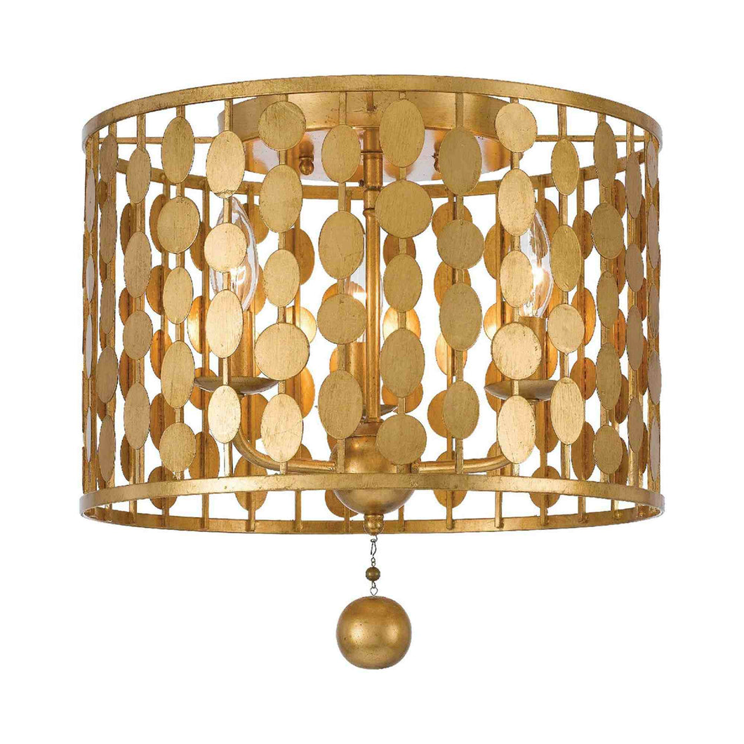 Layla Flush Mount Ceiling Light in Antique Gold.