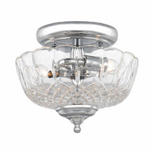 Load image into Gallery viewer, Lead Crystal Semi Flush Mount Ceiling Light in Polished Chrome.
