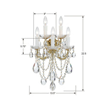 Load image into Gallery viewer, Maria Theresa Crystal Wall Light - line drawing.

