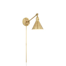 Load image into Gallery viewer, Morgan Wall Light in Aged Brass (17-Inch).
