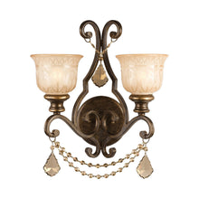 Load image into Gallery viewer, Norwalk Crystal Wall Light in Golden Teak Hand Cut (2-Light).
