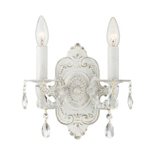 Load image into Gallery viewer, Paris Market Crystal Wall Light in Antique White (Hand Cut Crystal/Swarovski Spectra Crystal/Swarovski Strass Crystal/2-Light).
