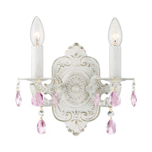 Load image into Gallery viewer, Paris Market Crystal Wall Light in Antique White (Rose Colored Hand Cut/2-Light).
