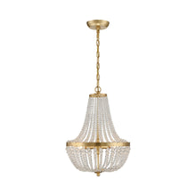Load image into Gallery viewer, Rylee Crystal Chandelier in Antique Gold (Hand Cut Crystal Beads/3-Light).
