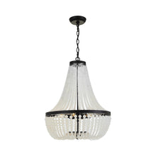 Load image into Gallery viewer, Rylee Crystal Chandelier in Matte Black (Frosted Glass Beads/6-Light).
