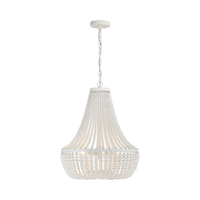 Load image into Gallery viewer, Rylee Crystal Chandelier in Matte White (White Wood Beads/6-Light).
