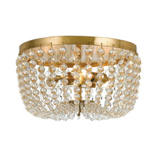 Load image into Gallery viewer, Rylee Flush Mount Ceiling Light in Antique Gold (Hand Cut Crystal Beads/3-Light).
