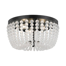 Load image into Gallery viewer, Rylee Flush Mount Ceiling Light in Matte Black (Frosted Glass Beads/3-Light).
