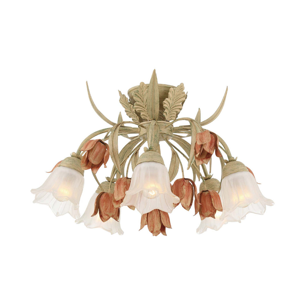 Southport Semi Flush Mount Ceiling Light in Sage Rose.