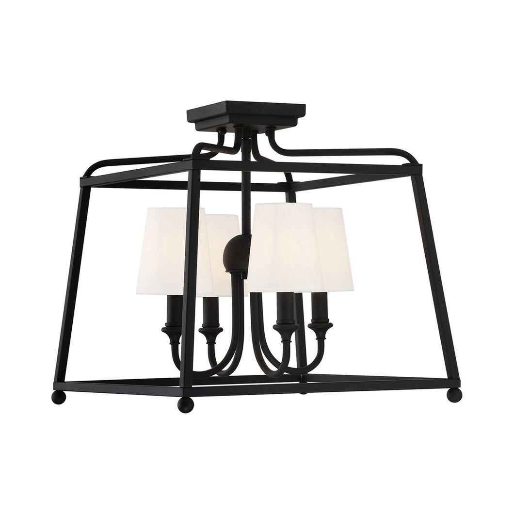 Sylvan Semi Flush Mount Ceiling Light in Black Forged.