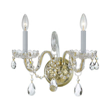 Load image into Gallery viewer, Traditional Crystal Wall Light in Polished Brass (2-Light).
