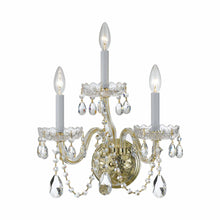 Load image into Gallery viewer, Traditional Crystal Wall Light in Polished Brass (3-Light).
