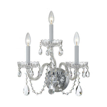 Load image into Gallery viewer, Traditional Crystal Wall Light in Polished Chrome (3-Light).

