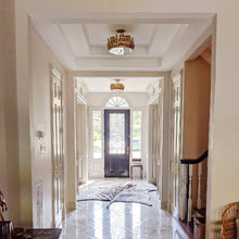 Load image into Gallery viewer, Biddulph Semi Flush Mount Ceiling Light in living room.
