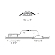 Load image into Gallery viewer, Pivot LED Gimble Recessed Light - line drawing.
