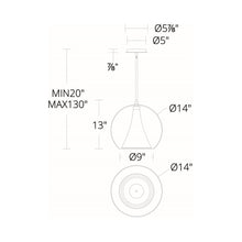 Load image into Gallery viewer, Chantilly LED Pendant Light - line drawing.
