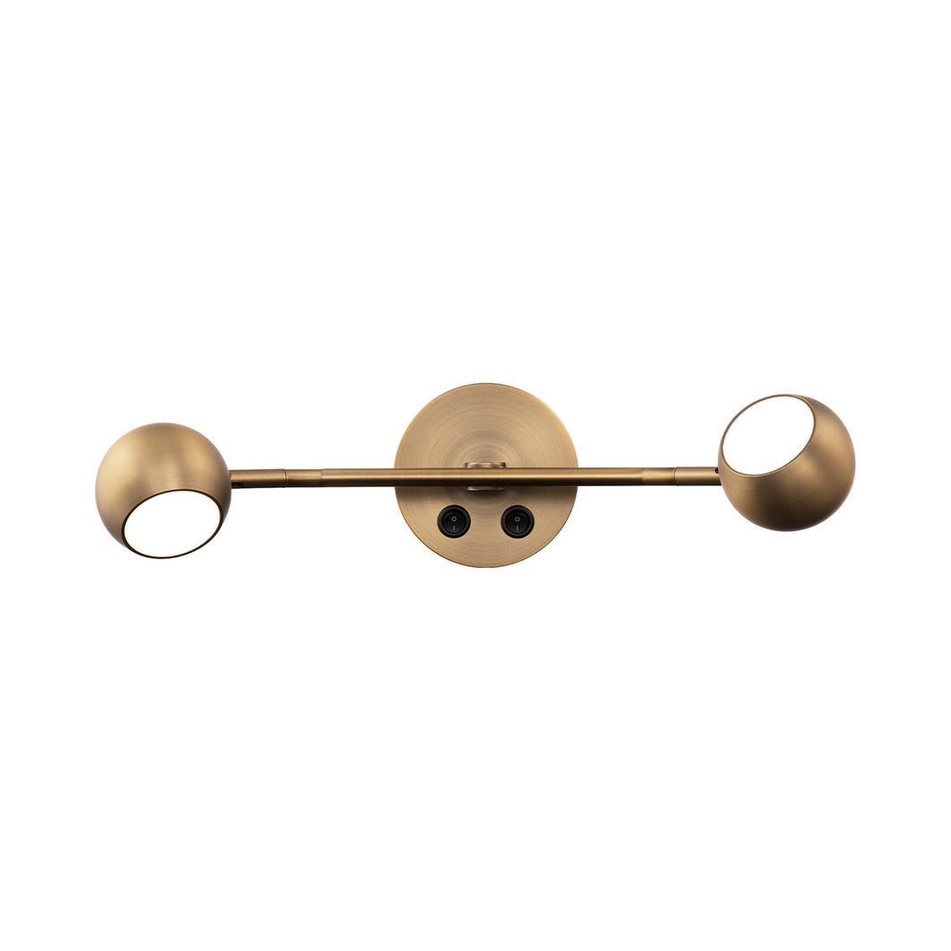 Duplex LED Bed Task Light in Aged Brass (2-Light).