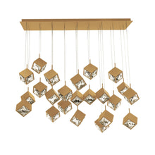 Load image into Gallery viewer, Ice Cube LED Linear Multi Pendant Light in Aged Brass (23-Light).
