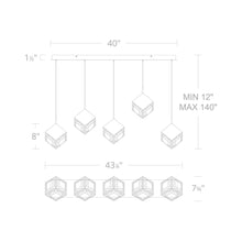 Load image into Gallery viewer, Ice Cube LED Linear Multi Pendant Light - line drawing.

