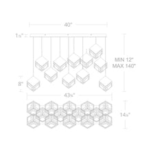 Load image into Gallery viewer, Ice Cube LED Linear Multi Pendant Light - line drawing.
