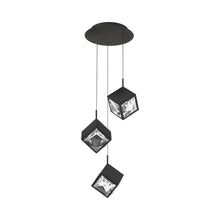 Load image into Gallery viewer, Ice Cube Round LED Multi Pendant Light in Black (3-Light).
