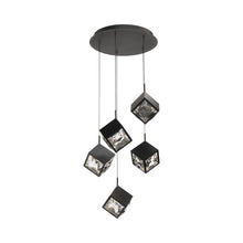 Load image into Gallery viewer, Ice Cube Round LED Multi Pendant Light in Black (5-Light).
