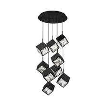 Load image into Gallery viewer, Ice Cube Round LED Multi Pendant Light in Black (9-Light).
