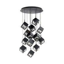 Load image into Gallery viewer, Ice Cube Round LED Multi Pendant Light in Black (15-Light).
