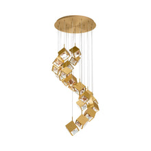 Load image into Gallery viewer, Ice Cube Round LED Multi Pendant Light in Aged Brass (21-Light).
