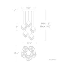 Load image into Gallery viewer, Ice Cube Round LED Multi Pendant Light - line drawing.
