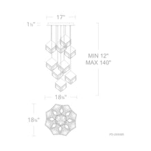 Load image into Gallery viewer, Ice Cube Round LED Multi Pendant Light - line drawing.
