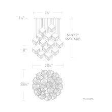 Load image into Gallery viewer, Ice Cube Round LED Multi Pendant Light - line drawing.
