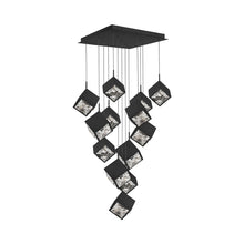 Load image into Gallery viewer, Ice Cube Square LED Multi Pendant Light in Black (13-Light).
