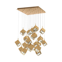Load image into Gallery viewer, Ice Cube Square LED Multi Pendant Light in Aged Brass (25-Light).
