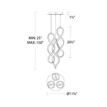 Load image into Gallery viewer, Interlace LED Chandelier - line drawing. 
