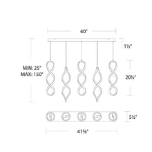 Load image into Gallery viewer, Interlace LED Chandelier - line drawing. 
