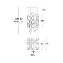 Load image into Gallery viewer, Interlace LED Chandelier - line drawing. 
