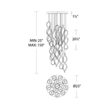 Load image into Gallery viewer, Interlace LED Chandelier - line drawing. 

