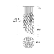 Load image into Gallery viewer, Interlace LED Chandelier - line drawing. 
