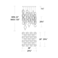 Load image into Gallery viewer, Interlace LED Chandelier - line drawing. 
