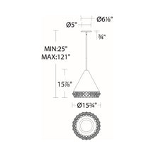 Load image into Gallery viewer, Lacey LED Pendant Light - line drawing.
